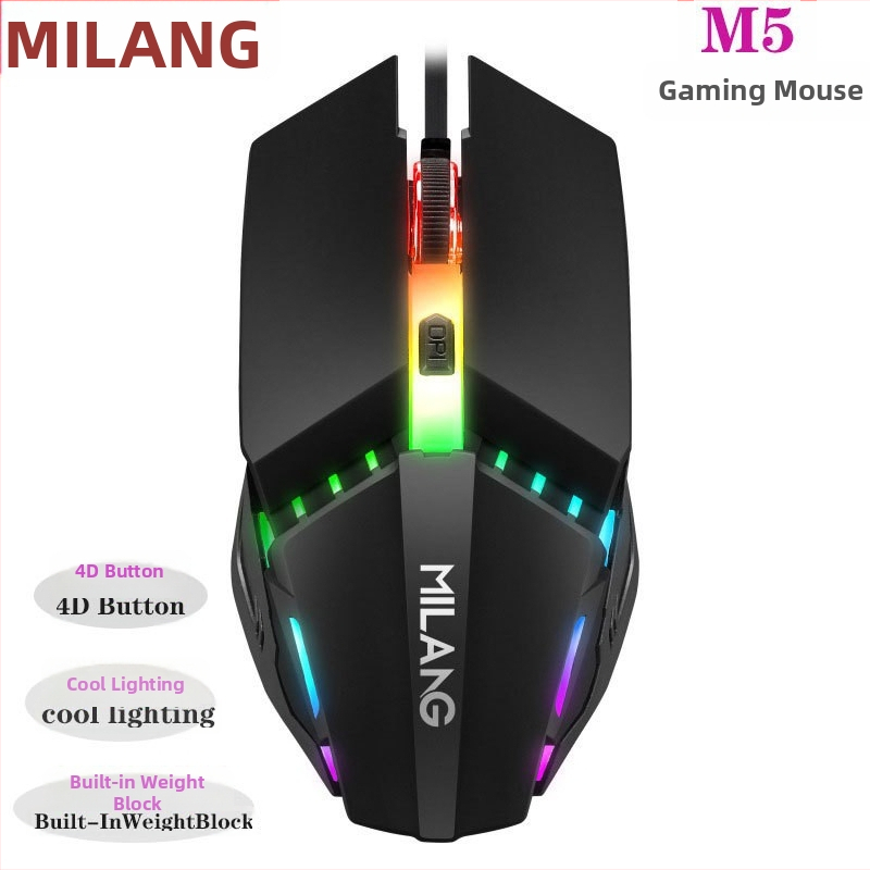 Herná myš M5 s 1000 DPI, 4 tlačidlá, USB káblová, ergonomický dizajn, nastaviteľné rozlíšenie v 5 úrovniach