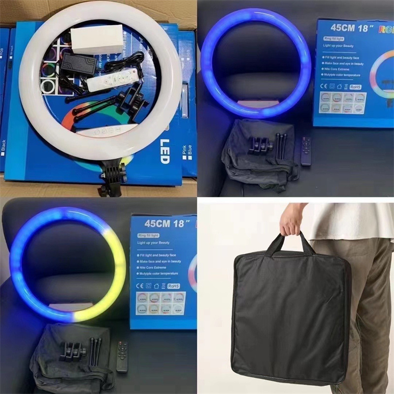 Novo RGB kružno svjetlo za nadopunu s RGB LED-om za livestream i fotografiju, dostupno u veličinama 10, 12, 13, 18 i 22 inča