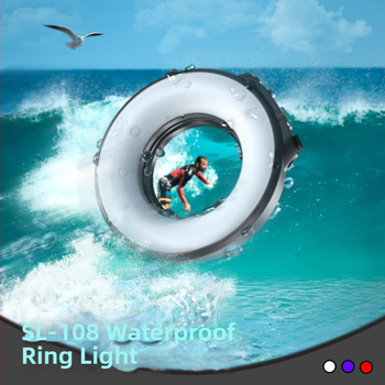 Zemūdens makro riņķgaisma SL-108, M67 interfeiss, PC korpuss, iekšējā Li‑ion baterija, 200 g