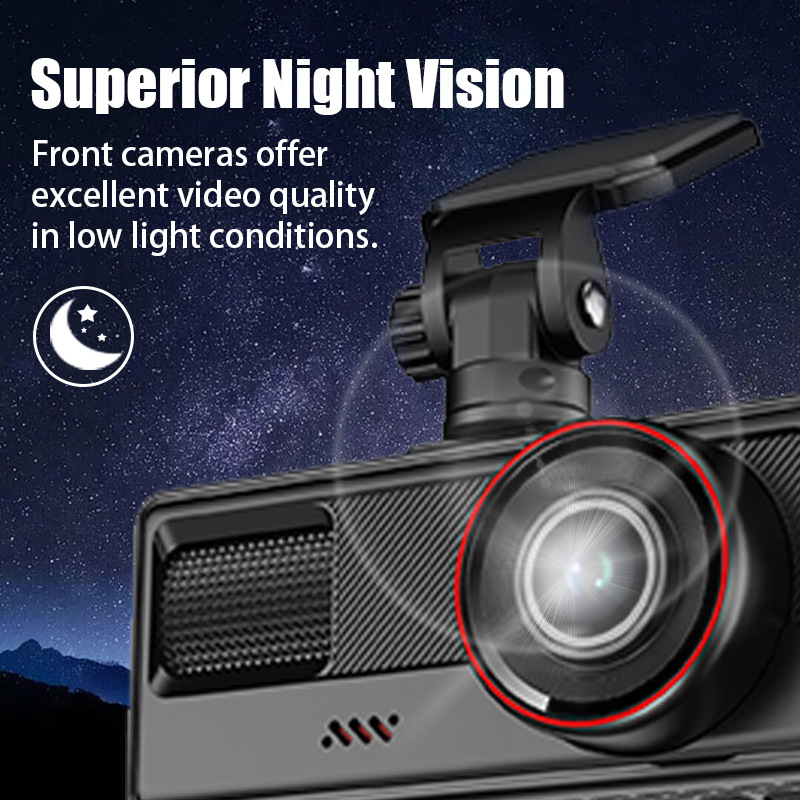 Automobilska dash kamera s tri leće i Wi‑Fi, 1080p, 140° kut, 2-inčni zaslon
