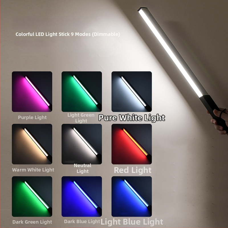 LED osvetlenie pre fotografovanie, ručná RGB tyč na osvetlenie, deväť teplôt farieb, plynulé stmavenie, vstavaná dvojitá batéria 2600mAh, nabíjanie USB 5V