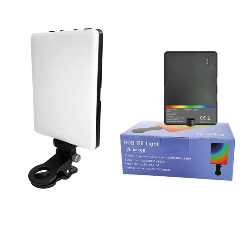 VL-68RGB LED Nadomještavajuće svjetlo, Prijenosna džepna svjetiljka za mobilnu fotografiju i vanjske prijenose uživo, Ručni način, <10W, 5V1A