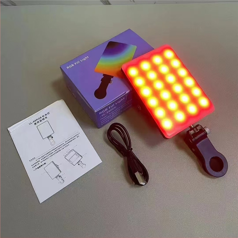 VL-68RGB LED Nadomještavajuće svjetlo, Prijenosna džepna svjetiljka za mobilnu fotografiju i vanjske prijenose uživo, Ručni način, <10W, 5V1A