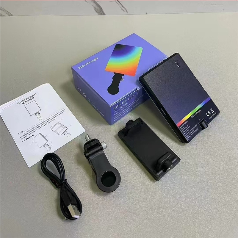 VL-68RGB LED Nadomještavajuće svjetlo, Prijenosna džepna svjetiljka za mobilnu fotografiju i vanjske prijenose uživo, Ručni način, <10W, 5V1A