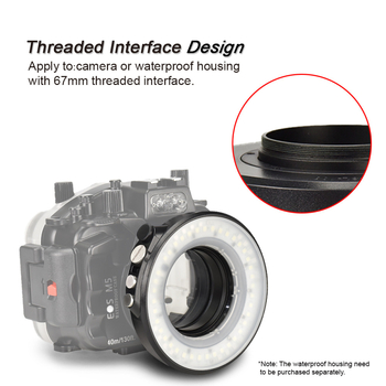 Seafrogs SL-108 Подводна макро ринг светлина, вградена литиева батерия, тегло 200 g, включва ринг светлина, кабел за оптично влакно и шарнирна глава