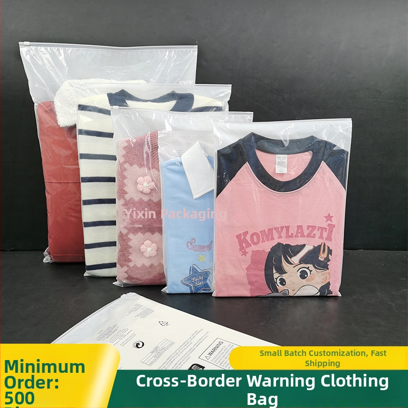 PE riidepakendi kott lukuga, läbipaistev, logoga trükiga, kahekordne paksus 10 silk