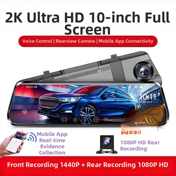 Lingdu огледало за обратно виждане с регистратор за шофиране, 360° панорамно предно и задно двойно заснемане, 160° ъгъл на снимане, 1440p резолюция, 4MP снимки, поддръжка за SD карта