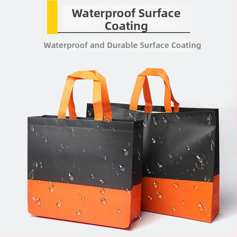 Neausta materiāla iepirkumu soma ar laminētas drukas izdruku, salokāma Tote stilā ar dibenu un sānu paneļiem, pielāgot logotips