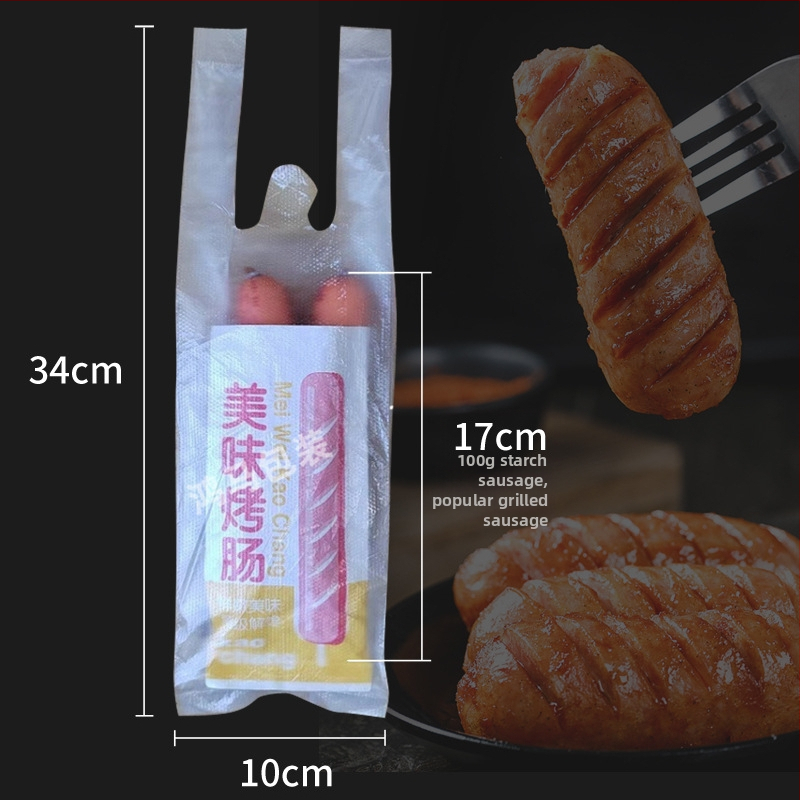 Plastmasas maisiņš ceptām desām – take-away iepakojums, dubultslāņa biezums 3-ply vai 4-ply, dienas ražošana 20, izcelsme: Anqing, Anhui