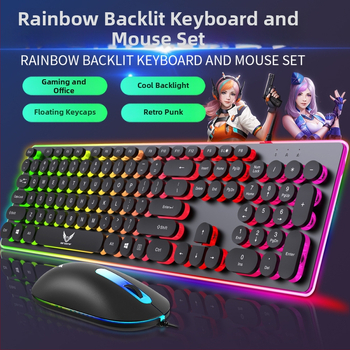 K13 káblový set klávesnice a myši USB s mechanickým dojmom, podsvietením, 1600 DPI