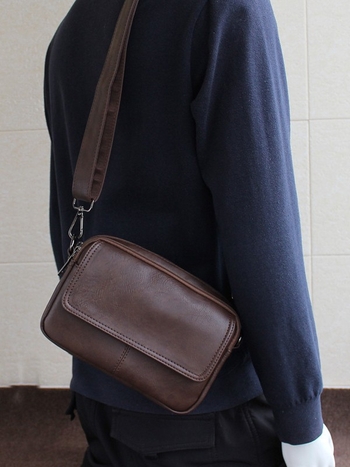 Férfi crossbody táska, PU anyag, kopásálló, Mini dragon márka, poliészter bélés, üzleti utakhoz