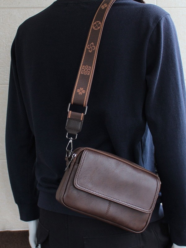 Férfi crossbody táska, PU anyag, kopásálló, Mini dragon márka, poliészter bélés, üzleti utakhoz