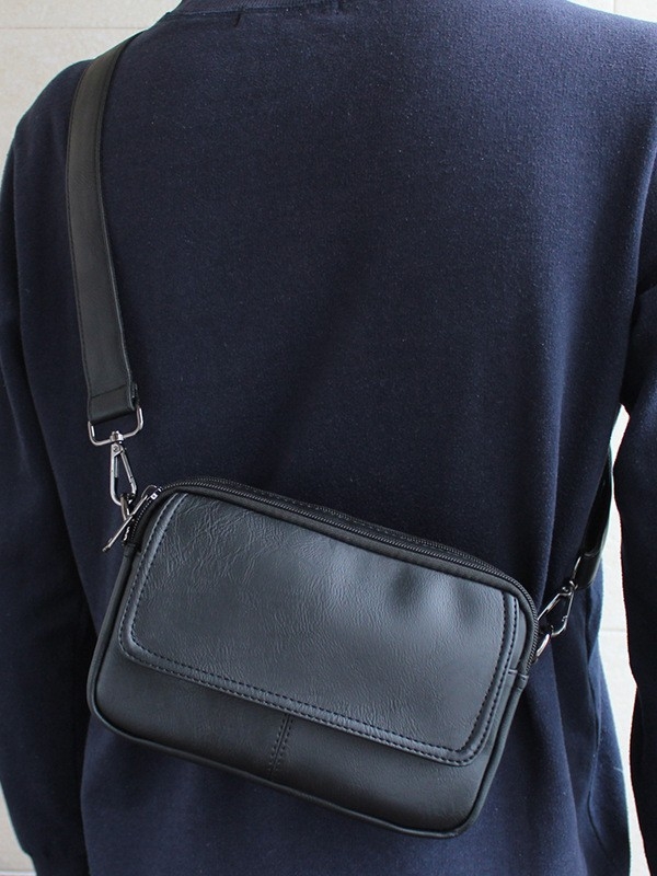 Férfi crossbody táska, PU anyag, kopásálló, Mini dragon márka, poliészter bélés, üzleti utakhoz
