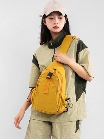 Ženska crossbody torba, ulični stil, najlon, ziper, džep za mobitel, poliester podstava, 3D vanjski dizajn