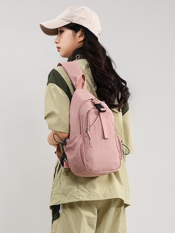 Ženska crossbody torba, ulični stil, najlon, ziper, džep za mobitel, poliester podstava, 3D vanjski dizajn