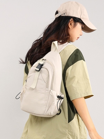 Ženska crossbody torba, ulični stil, najlon, ziper, džep za mobitel, poliester podstava, 3D vanjski dizajn