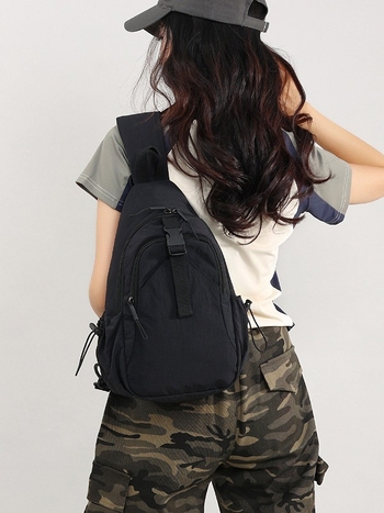 Ženska crossbody torba, ulični stil, najlon, ziper, džep za mobitel, poliester podstava, 3D vanjski dizajn