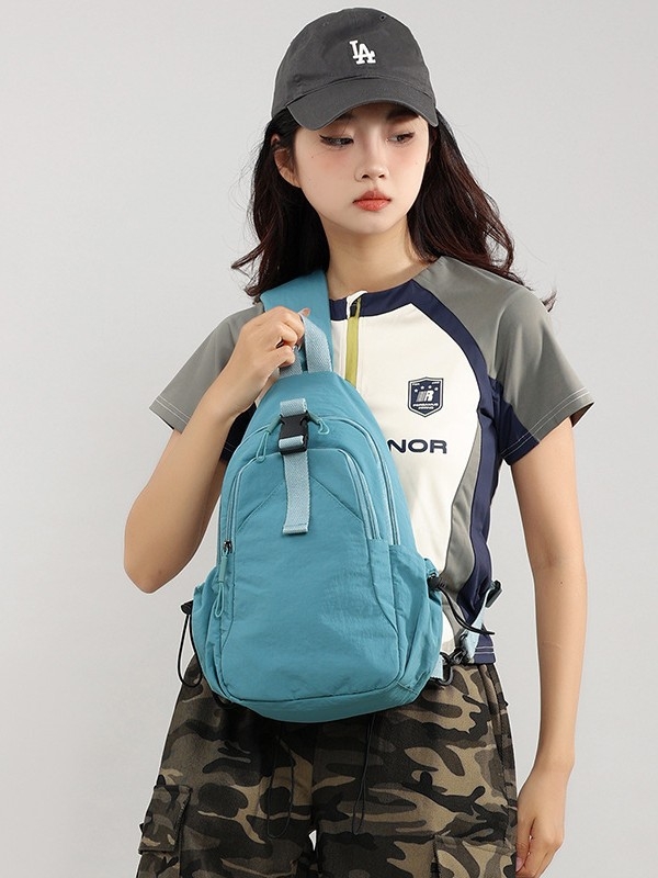 Ženska crossbody torba, ulični stil, najlon, ziper, džep za mobitel, poliester podstava, 3D vanjski dizajn