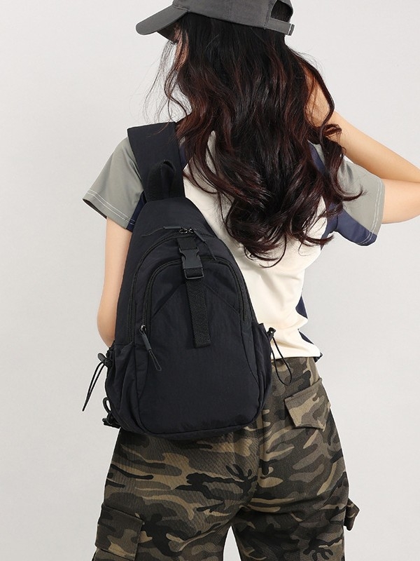 Ženska crossbody torba, ulični stil, najlon, ziper, džep za mobitel, poliester podstava, 3D vanjski dizajn