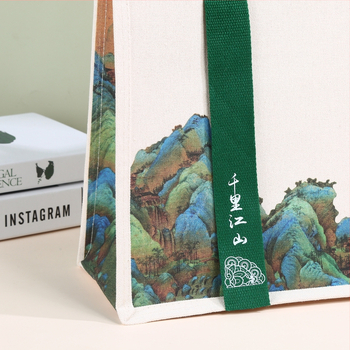 Platnena tote torba s prilagođenim logom za korporativno oglašavanje, dizajn trake, velika zapremina, UV digitalni tisak i sitotisak