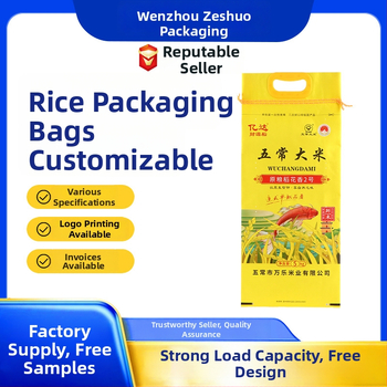 Roku austā rīsu iepakojuma soma ar Kraft papīru, lamināciju un iekšējo plēvi, krāsu drukāšana, čūsku ādas raksts, Dongze