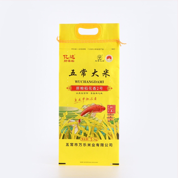 Roku austā rīsu iepakojuma soma ar Kraft papīru, lamināciju un iekšējo plēvi, krāsu drukāšana, čūsku ādas raksts, Dongze