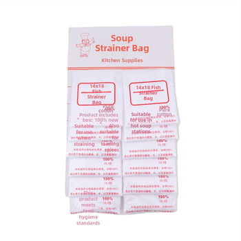 Vienreizējās lietošanas neausta materiāla zupas filtrēšanas maisiņš ar logotipu – serigrafijas drukāšana, pielāgota piegāde, pieejami dažādi neausti materiāli