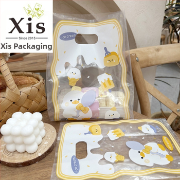 Permatomas sustiprintas plastikinis tote krepšys desertams ir kepiniams | dvigubo sluoksnio storis 11 | kasdienė gamyba 50000 | Prekės ženklas Xixi Da Packaging | Universalus tote krepšys | Rankenos dydis 2×7