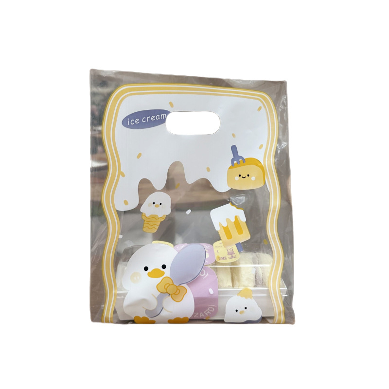 Prozirna debela plastična tote vrećica za deserte i pečenje | dvostruka debljina 11 | dnevna proizvodnja 50000 | Marke Xixi Da Packaging | Univerzalna tote torba | Ručka veličine 2×7