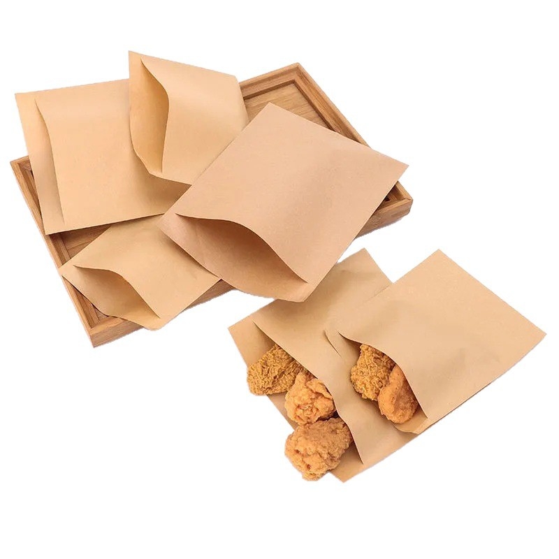 Kraft papirnata vrećica za ponijeti, otporna na masnoću, prehrambena, laminirana, ravno dno