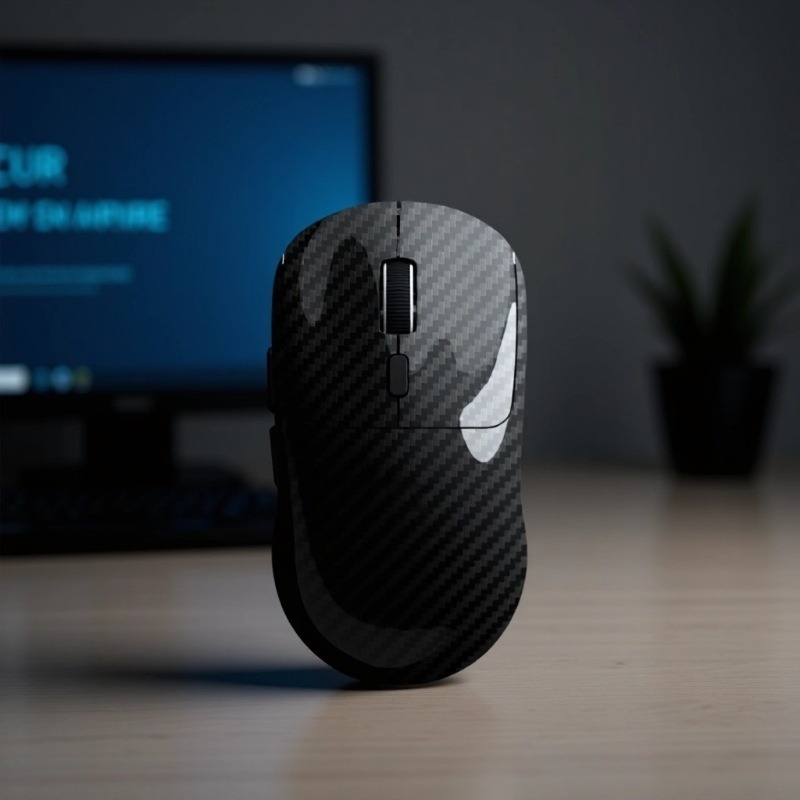 Szénszálas vezeték nélküli egér, 6400 DPI, 4 gomb, ergonómikus, 2,4 GHz