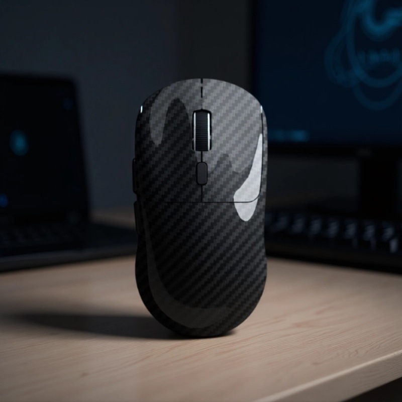 Szénszálas vezeték nélküli egér, 6400 DPI, 4 gomb, ergonómikus, 2,4 GHz