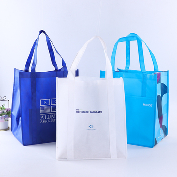 Netkanska reklamna torba s sitotiskom i laminiranim ispisom; logotip otisnut; prilagodljiva; dno i bočne stranice