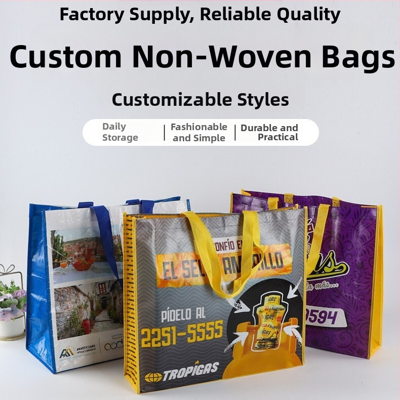 Netkātas reklāmas soma ar sietspiedi un laminētu drukāšanu; ar logotipu; pielāgojama; ar dibenu un sānu malām