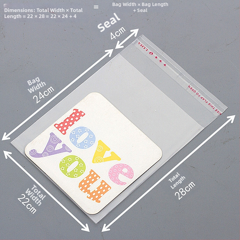 OPP läbipaistev isekleepuv pakkekott, kohandatud logoga trükk, gravüürtrükk, mustrid tellimuse järgi