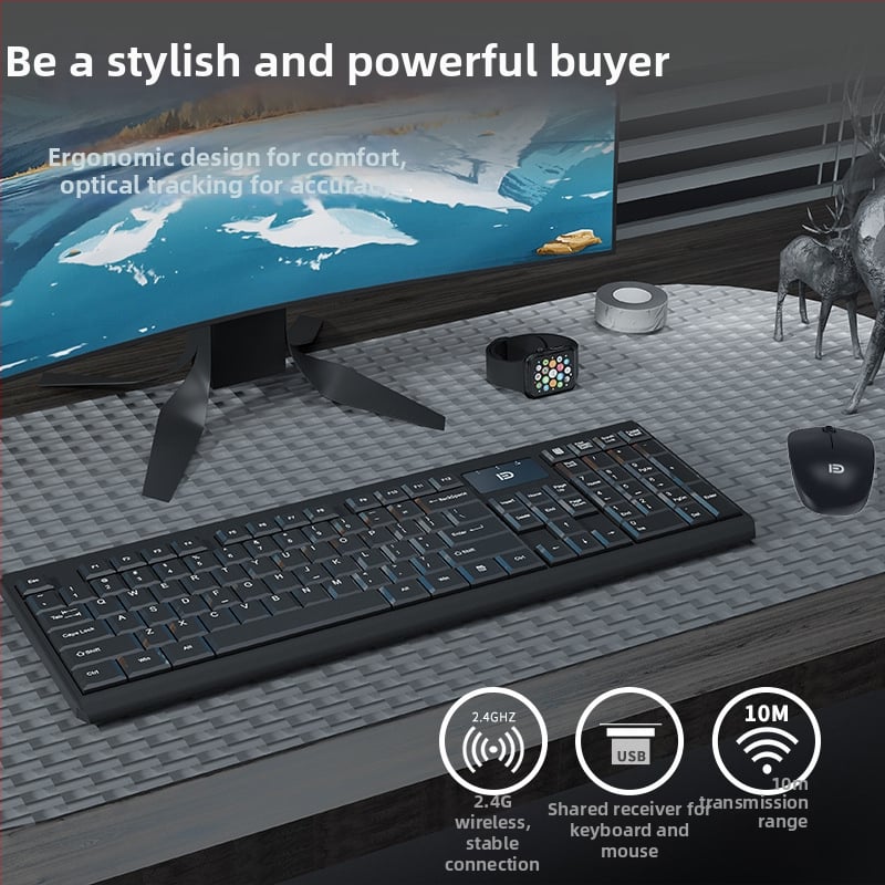 Bezdrôtový set klávesnice a myši, model 1300, Fox, USB rozhranie pre klávesnicu a USB rozhranie pre myš