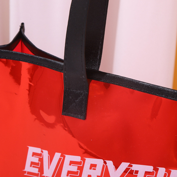 Prozirna PVC torba za kupovinu s naramenicom, prilagodljiva dvostruka debljina, univerzalna torba