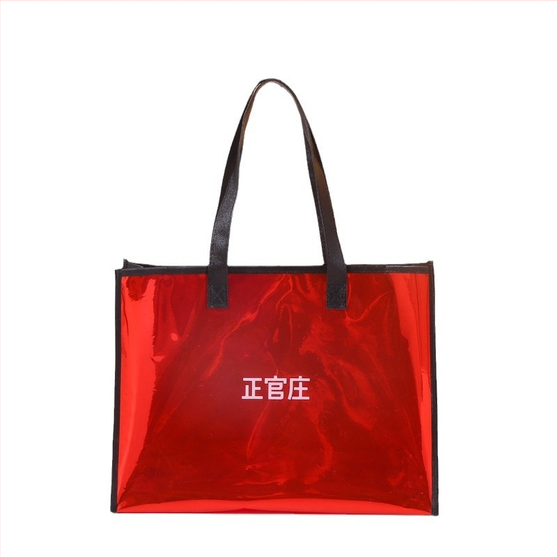 Caurspīdīga PVC pirkuma soma ar plecu siksnu, dubultslāņu biezums pēc pasūtījuma, universāla rokassoma