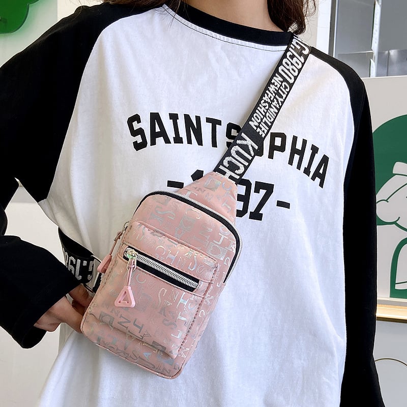 Chest Bag za žene, Ulični stil Crossbody, Oxford platno, Zatvarač, Mekani 3D vanjski dizajn, Poliester podstava, Unutarnji džep sa zipom i džep za telefon, Proljeće 2023
