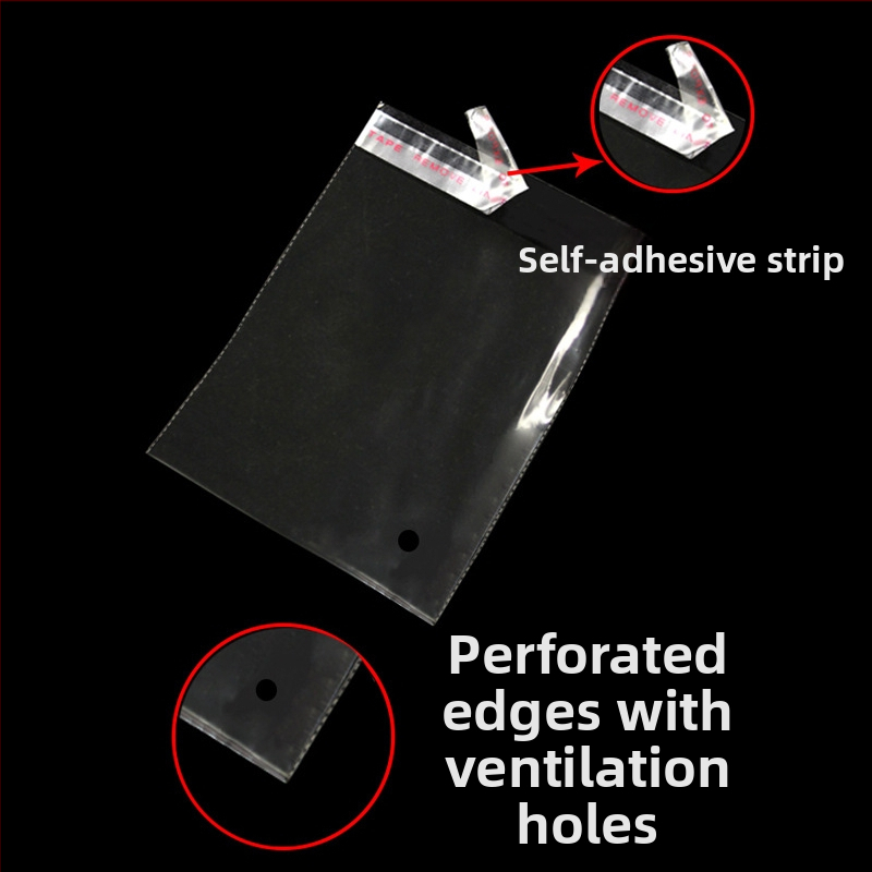 Kinnituv riidekott – läbipaistev plastikkott riiete pakkimiseks, trükitud logo, 100% uus materjal