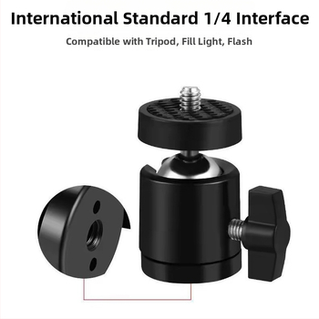 Metalinė pan-tilt galva statybai su universaliu 1/4 colio sriegio, aliuminio lydinys ir plastikas, 360° panoraminis ir 360° pakreipimo sukimas