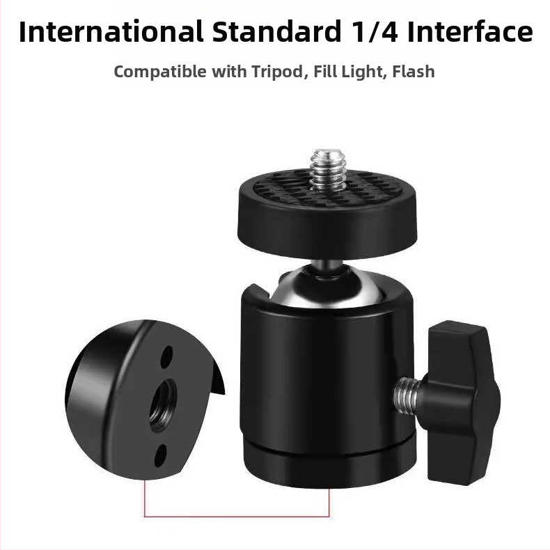 Metāla pan-tilt galva statīvam ar universālu 1/4 collu skrūvi, alumīnija sakausējums un plastmasa, 360° panorāmas un 360° rotācijas