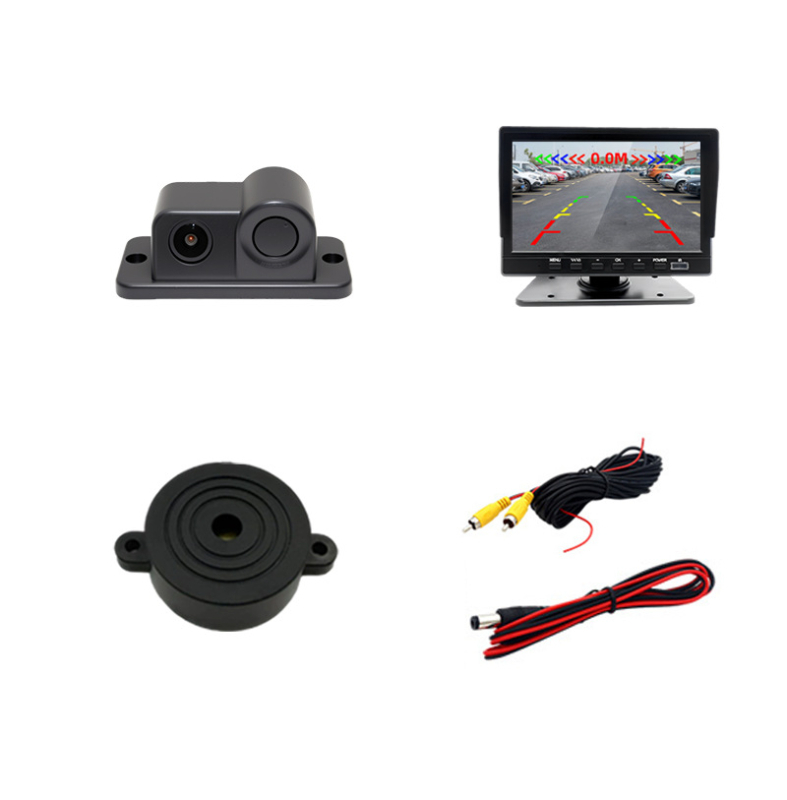 12V vizuālā atpakaļskata radara kamera, 1080P AHD, 2-in-1 integrēta, Modelis W-017