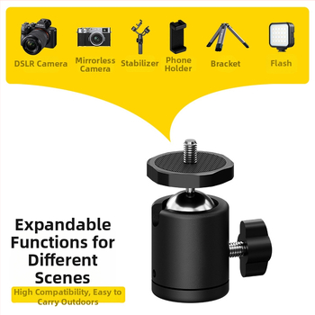 Universali metalinis gimbal stabilizatorius mobiliojo telefono kamerai, 360° pasukimas, sferinis aliuminio lydinys, svoris 38 g, vertikalus pasukimo kampas 90°