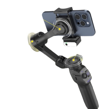 Gimbal pentru telefon – stabilizator cu 3 axe, ortogonal, 180° orizontal, aliaj de aluminiu, control prin aplicație, urmărire facială