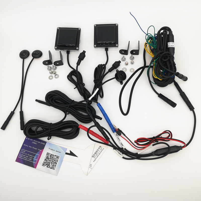 Car View A3S Slēpto zonu monitoringa sistēma ar 2.4GHz mikroviļņu radarām un LED brīdinājumu, darbības diapazons 8–12 m, 12V barošana, 2 sensori