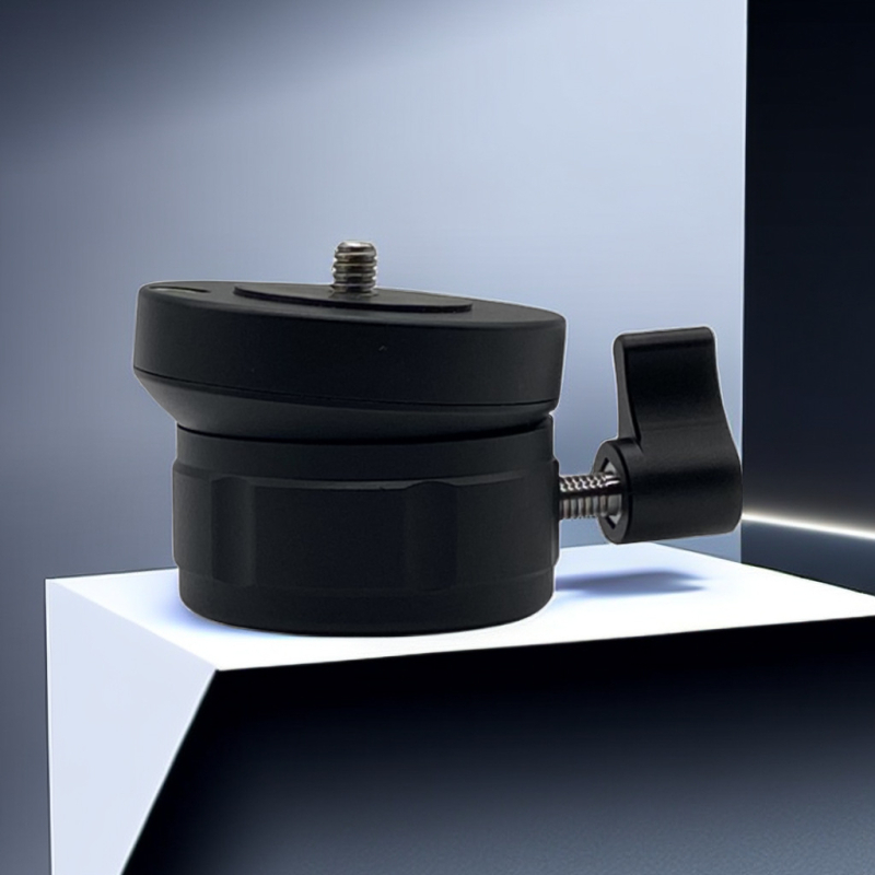 Bază de reglare pentru trepied, aliaj de aluminiu, rotație orizontală 360°, pantă verticală ±10°, montaj 1/4"/3/8", greutate 150 g