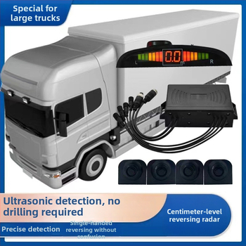 LED atpakaļskata radars kravas automobiļiem 24V, 4 sensori, 3 līmeņu balss brīdinājums, digitālais displejs
