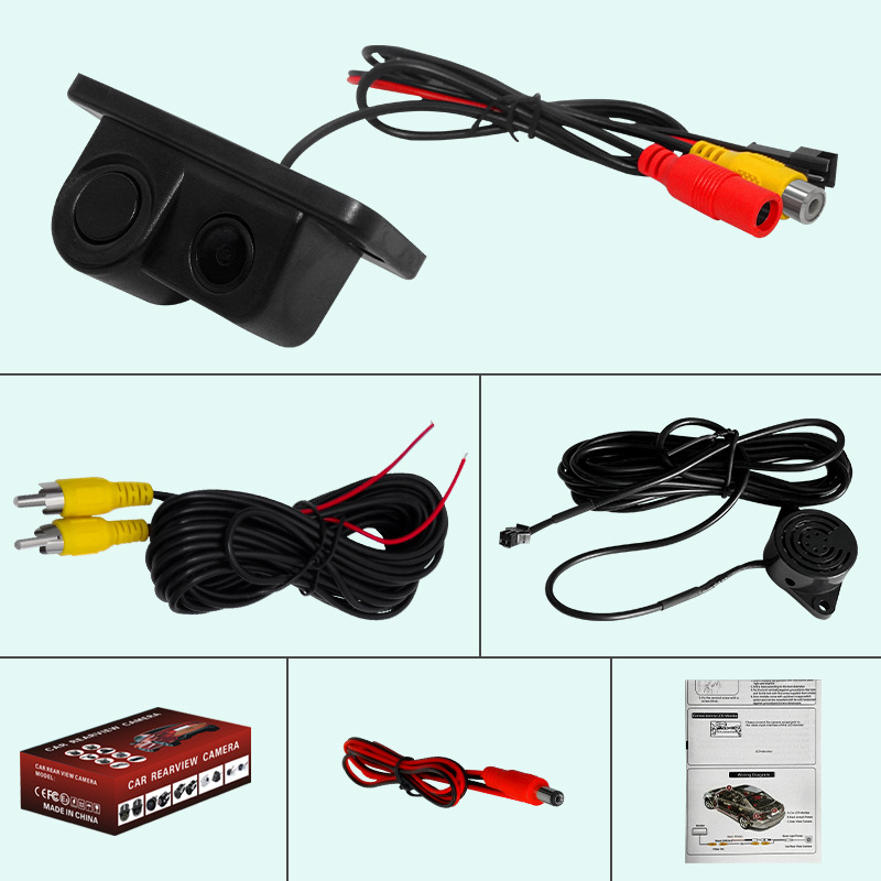 Radar 2-în-1 pentru parcare cu imagine vizuală — HD 1280x720, 12V, 170° reglabil, semnal video AV