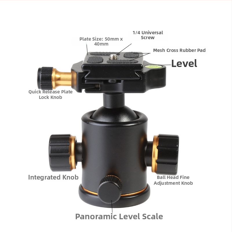 DSLR sférická hlava pre kameru, panoramatický univerzálny stabilizátor na statív, 360° otáčanie, hmotnosť 0,45 kg, hliníková zliatina, kompatibilné s Micro SLR, s konverzným závitom